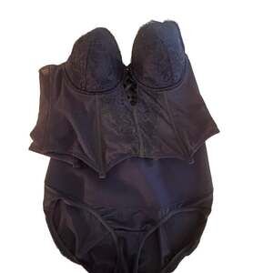 Cacique Lace Balconette Bra corset, Navy with matching panties